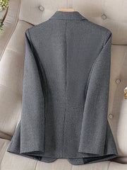 Notched Lapel Lined Long Sleeves Work Office Blazer