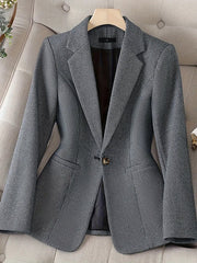 Notched Lapel Lined Long Sleeves Work Office Blazer
