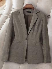 Notched Lapel Lined Long Sleeves Work Office Blazer