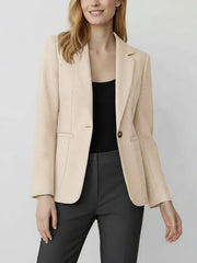Notched Lapel Lined Long Sleeves Work Office Blazer