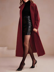 Convertible Collar Belted Fully Lined Maxi Length Trench Coat