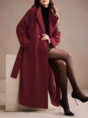 Convertible Collar Belted Fully Lined Maxi Length Trench Coat