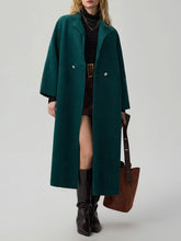 Notched Lapel Double Breasted Maxi Length Coat