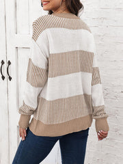 Casual Loose Fit Striped Knitted Pullover Sweater