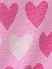 Crew Neck Beaded Heart-Shaped Pullover Knitted Sweater
