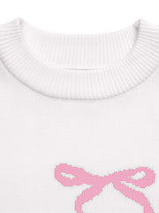 Round Neck Bow Pattern Knitted Christmas Sweater