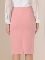 Work Pencil Ruched High Waist Bodycon Midi Skirt