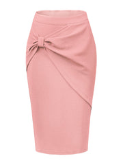 Work Pencil Ruched High Waist Bodycon Midi Skirt