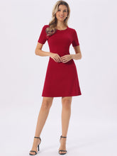 Short Sleeves Solid Color Knitted Slim Fit Mini Dress
