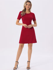 Short Sleeves Solid Color Knitted Slim Fit Mini Dress