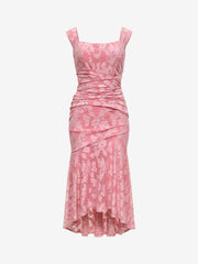 Sleeveless Ruched Textured Bodycon Fishtail Dress