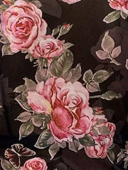 Floral Print Crew Neck Mesh Fitted Blouse
