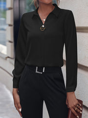 Versatile Solid Color Long Sleeve Button Down Shirt
