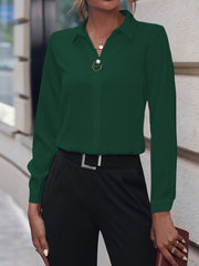 Versatile Solid Color Long Sleeve Button Down Shirt