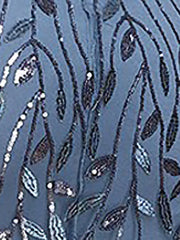 Sequin Embroidered Long Sleeve Round Neck Fishtail Dress Evening Gown