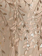 Mesh Embroidered Sequin Evening Gown Fishtail Dress
