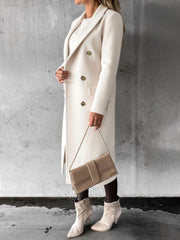 Casual Long Sleeve Double Breasted Notched Lapel Coat