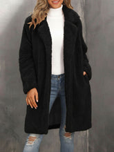 Collared Faux Fur Fully Lined Mid-Length Plush Coat