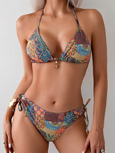 Halter Neck Boho Printed Backless Swimwear Bikinis Sets