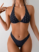 Polka Dot Triangle Cup Halter Neck Bikini Set