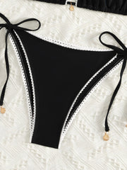 Halter Neck Backless Lace-Up Resort Bikinis Sets