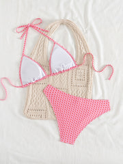 Halter Neck Floral Leopard Triangle Cup Swimsuit Bikinis Sets