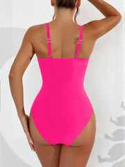 Solid Color Mesh Sleeveless Beach One-Piece Swimsuit