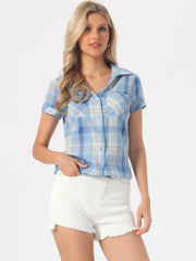 Button Down Cotton Classic Western Plaid Shirt
