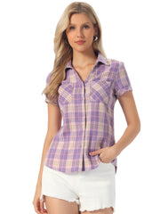 Button Down Cotton Classic Western Plaid Shirt