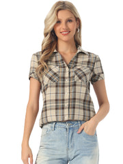 Button Down Cotton Classic Western Plaid Shirt
