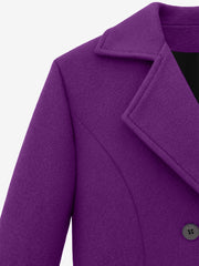 Notched Lapel Double-Breasted Fully Lined Pockets Long Coat