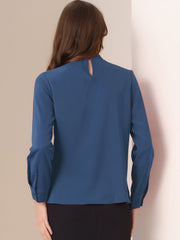 Stand Collar Chiffon Long Sleeve Business Casual Work Blouse