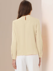 Stand Collar Chiffon Long Sleeve Business Casual Work Blouse