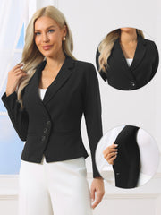 Notched Lapel Long Sleeve Asymmetric Button Down Blazer