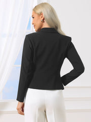 Notched Lapel Long Sleeve Asymmetric Button Down Blazer