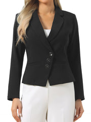 Notched Lapel Long Sleeve Asymmetric Button Down Blazer