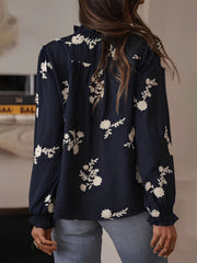 Ruffled Floral Embroidered Long Sleeves Blouse