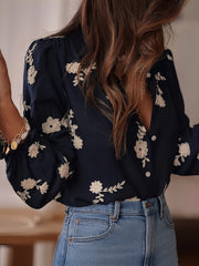Ruffled Floral Embroidered Long Sleeves Blouse