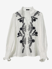 Floral Embroidered Boho Long Sleeve Blouse