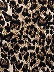 Asymmetrical Keyhole Metal-Embellished Leopard Long Sleeves Blouse
