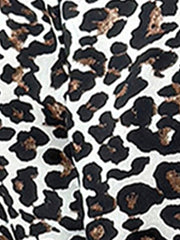 Cowl Neck Leopard Print Split Long Sleeve Blouse