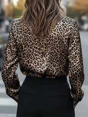 Leopard Print Button Down Long Sleeve Shirt