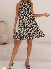 Sleeveless Leopard Print Summer Tank Dress