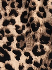 2 Pieces Leopard Print Bell Sleeve Copped Tops & Wide Legs Pants Matching Set