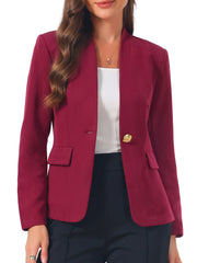 Business Casual Collarless Long Sleeve Blazer