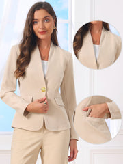Business Casual Collarless Long Sleeve Blazer