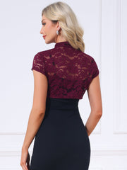Lace Cardigan Stand Collar Short Elegant Shrug