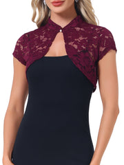 Lace Cardigan Stand Collar Short Elegant Shrug