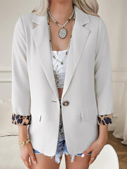 Leopard Patchwork Long Sleeve Business Casual Blazer