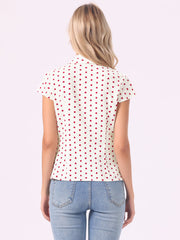 Short Sleeve Tops Vintage Polka Dots Button Up Shirt